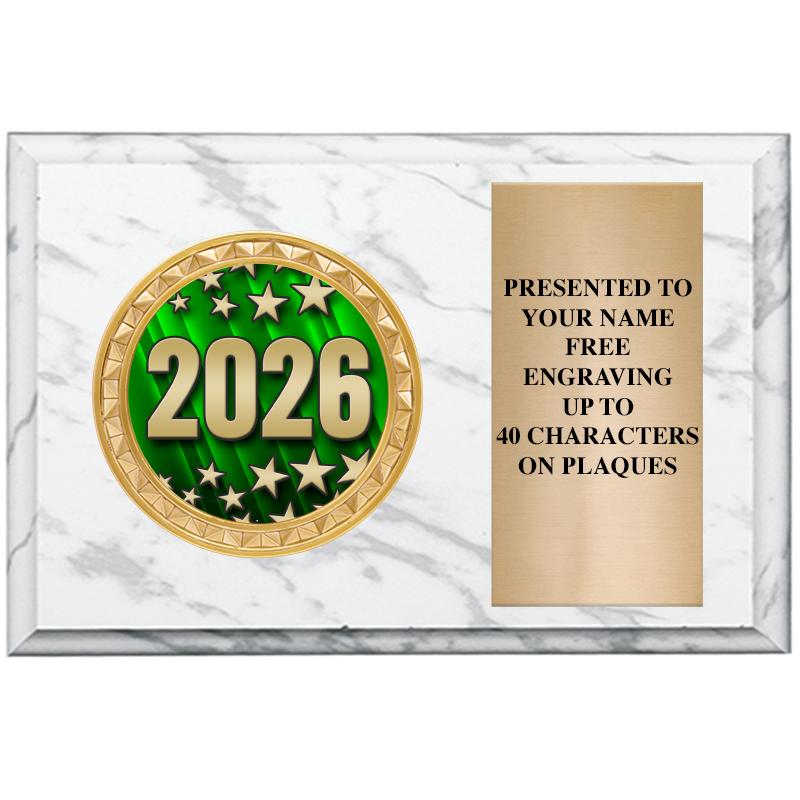 6" X 4" WHITE MBL INSERT PLQ