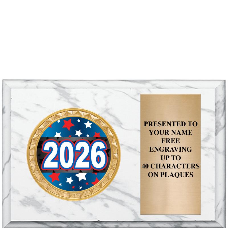 6" X 4" WHITE MBL INSERT PLQ