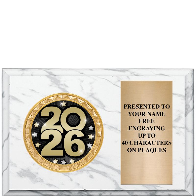 6" X 4" WHITE MBL INSERT PLQ