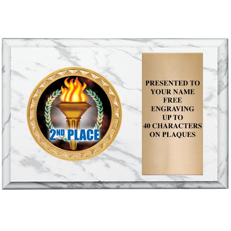 6" X 4" WHITE MBL INSERT PLQ