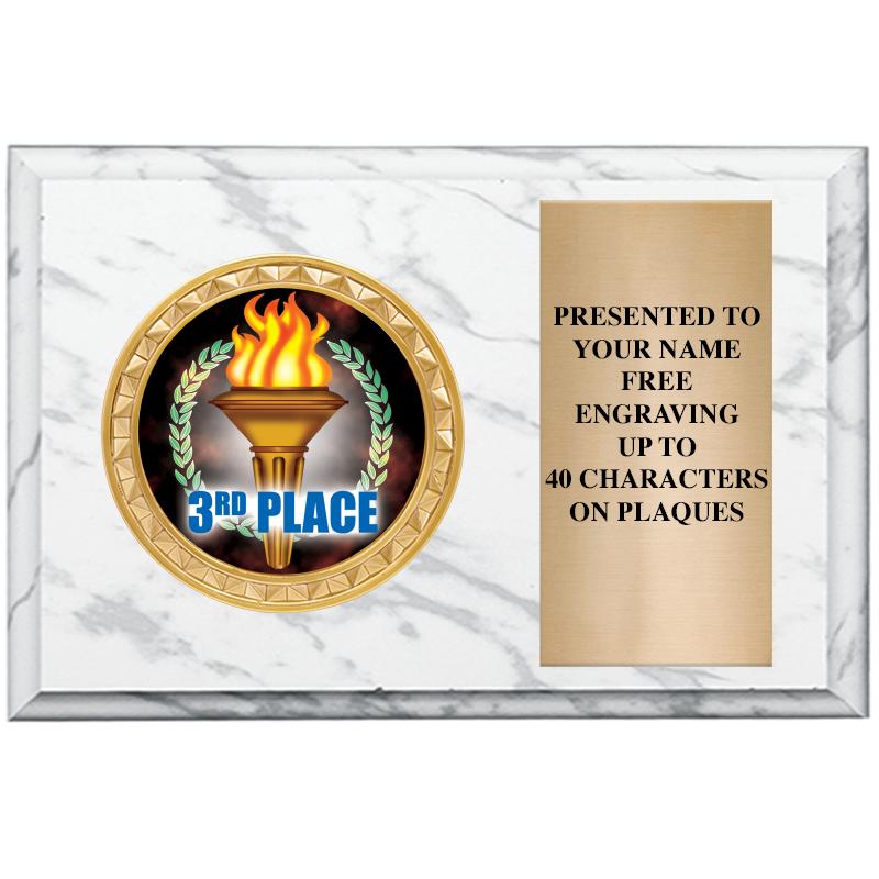 6" X 4" WHITE MBL INSERT PLQ