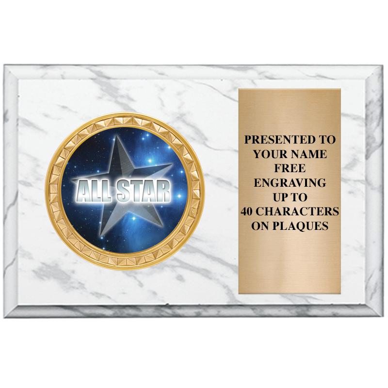 6" X 4" WHITE MBL INSERT PLQ