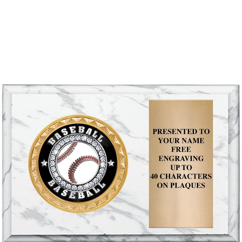 6" X 4" WHITE MBL INSERT PLQ