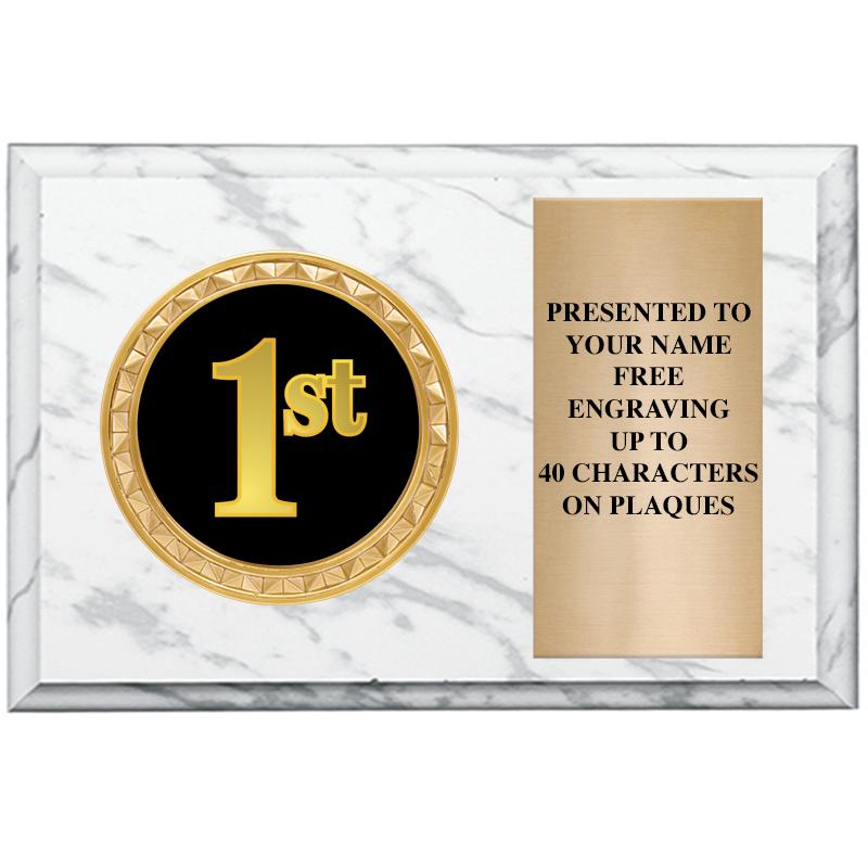 6" X 4" WHITE MBL INSERT PLQ