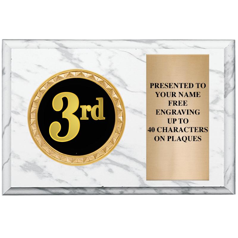 6" X 4" WHITE MBL INSERT PLQ