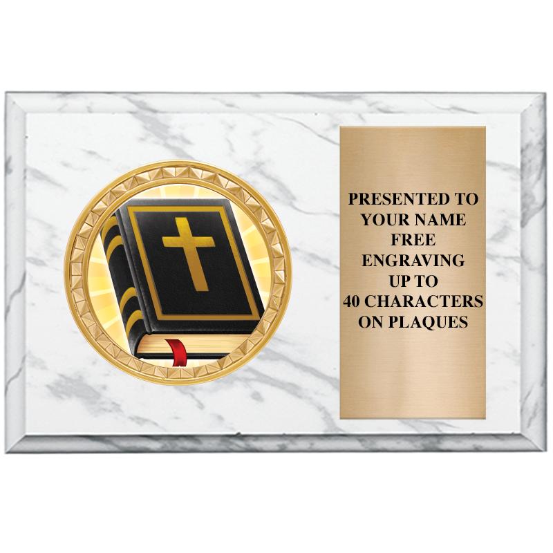 6" X 4" WHITE MBL INSERT PLQ