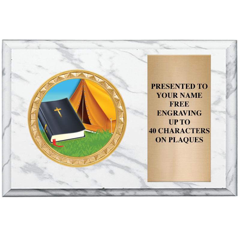 6" X 4" WHITE MBL INSERT PLQ