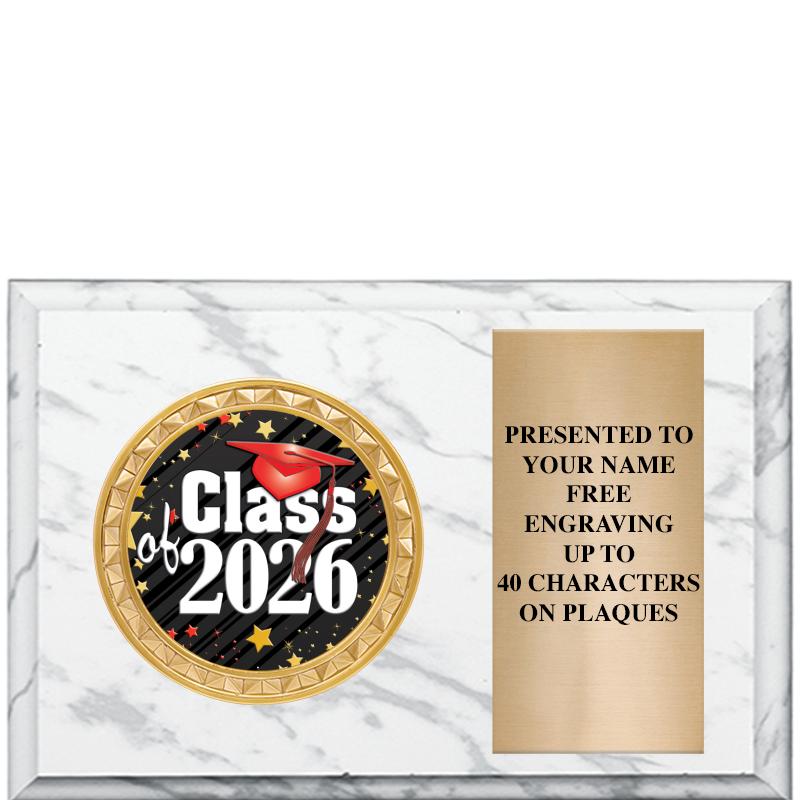 6" X 4" WHITE MBL INSERT PLQ