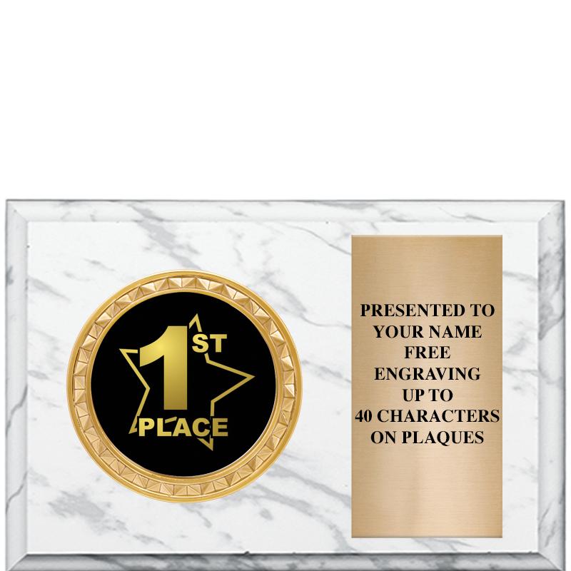 6" X 4" WHITE MBL INSERT PLQ