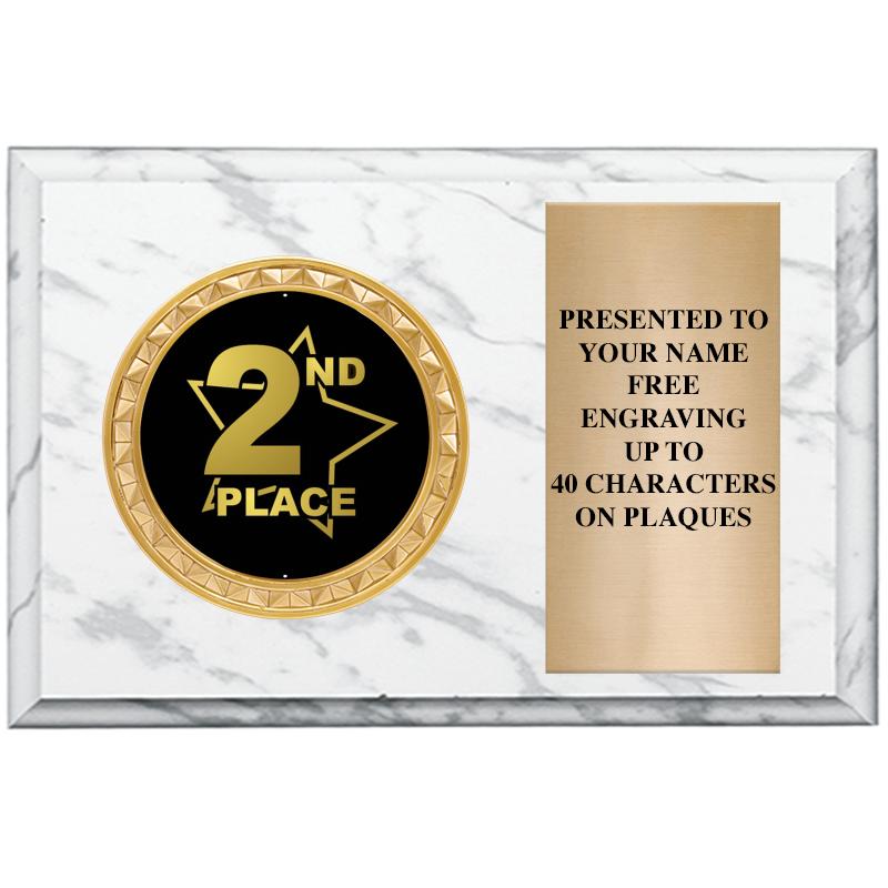 6" X 4" WHITE MBL INSERT PLQ