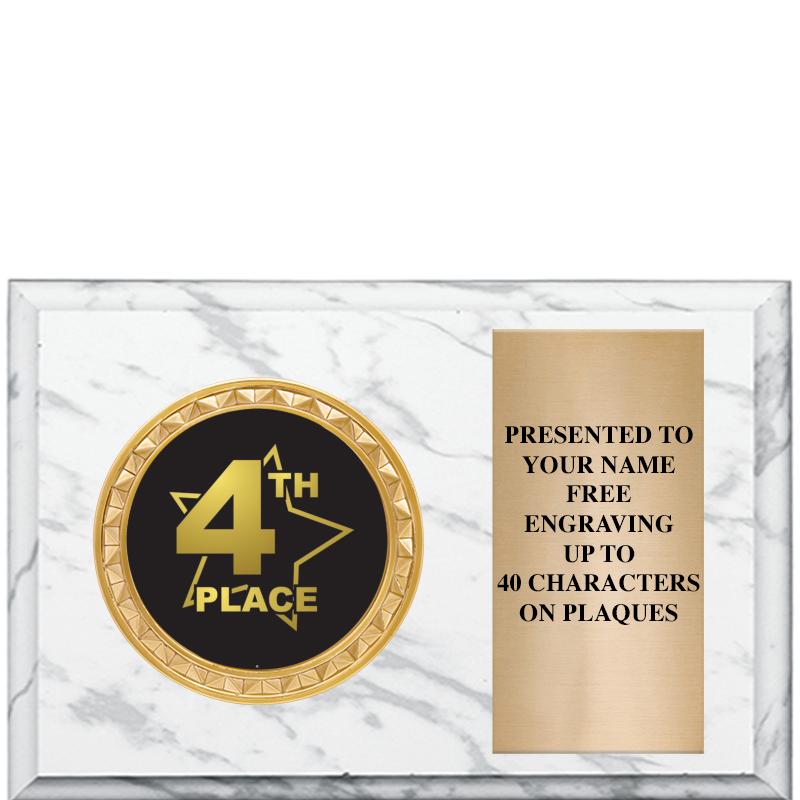 6" X 4" WHITE MBL INSERT PLQ