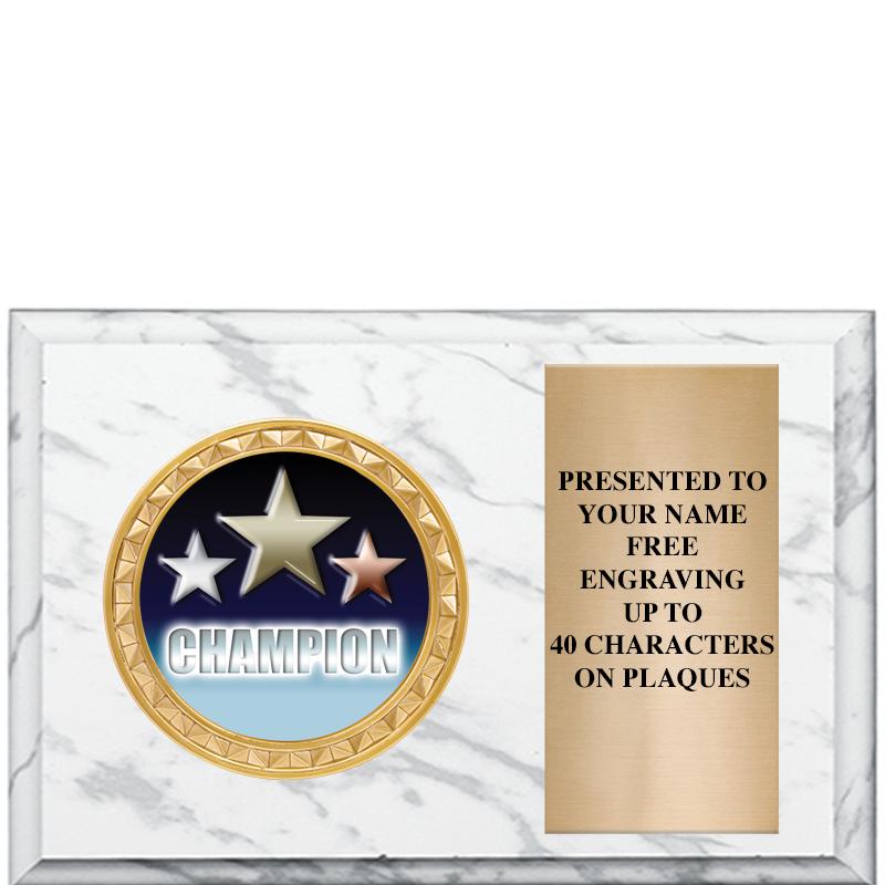 6" X 4" WHITE MBL INSERT PLQ