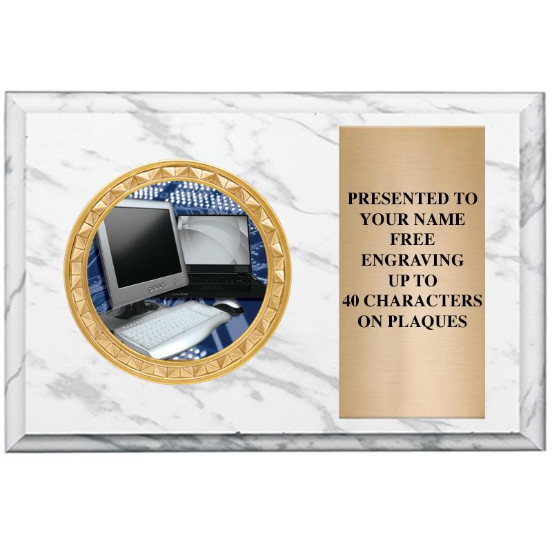 6" X 4" WHITE MBL INSERT PLQ