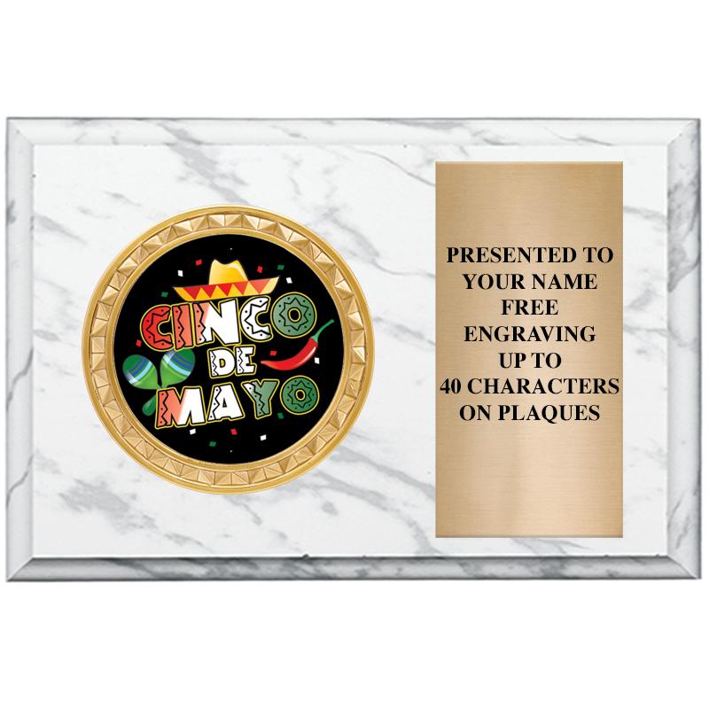 6" X 4" WHITE MBL INSERT PLQ