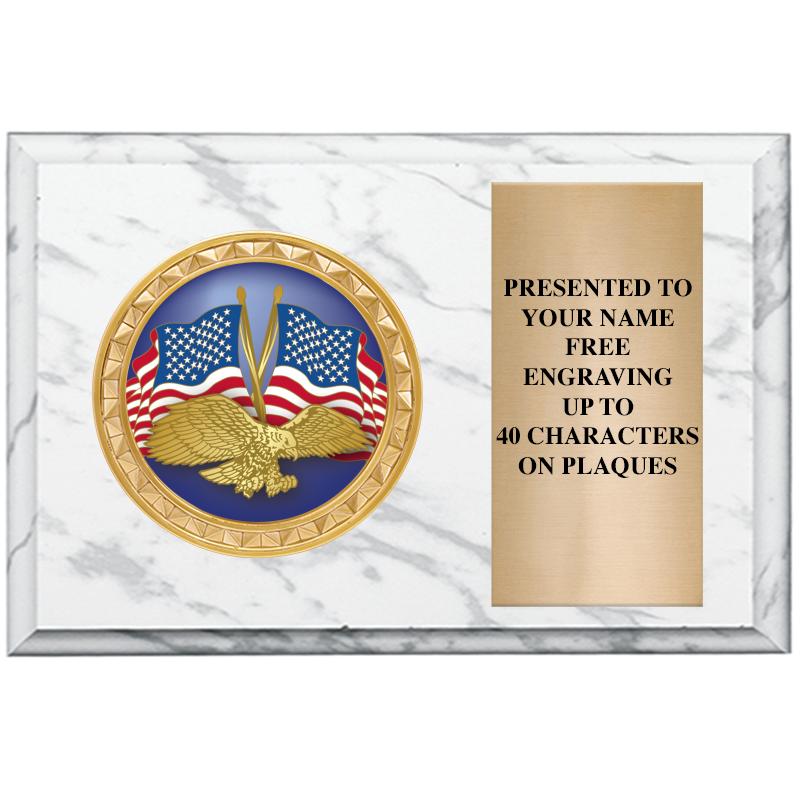 6" X 4" WHITE MBL INSERT PLQ