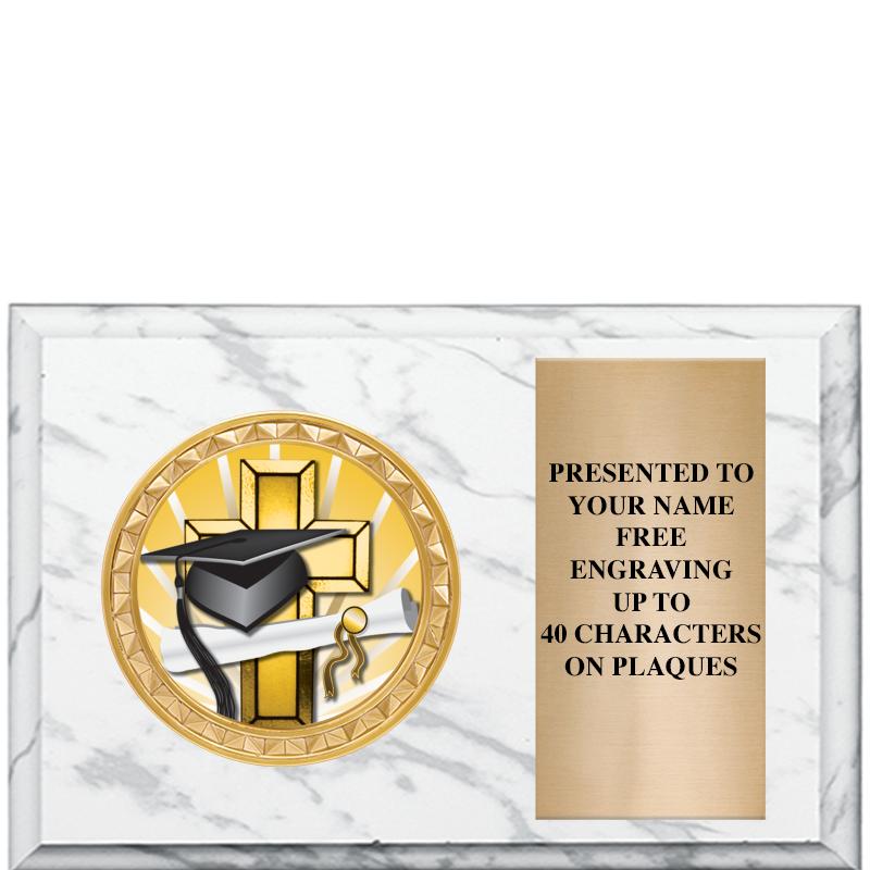 6" X 4" WHITE MBL INSERT PLQ