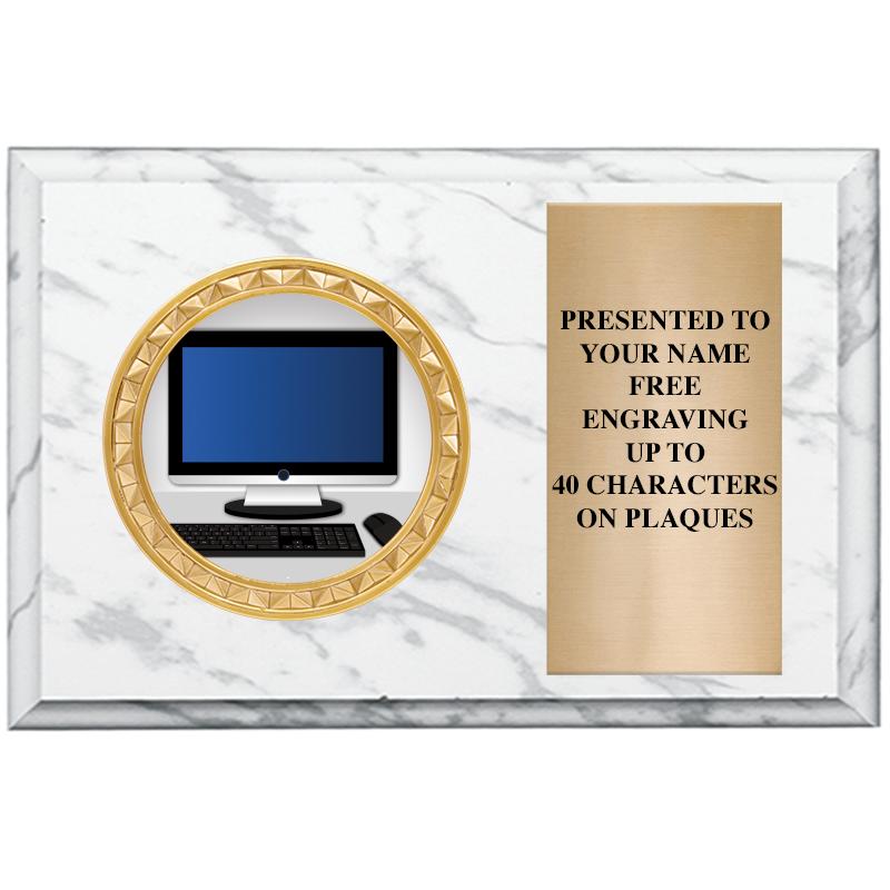 6" X 4" WHITE MBL INSERT PLQ