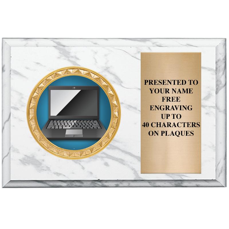 6" X 4" WHITE MBL INSERT PLQ