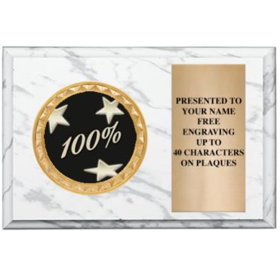 6" X 4" WHITE MBL INSERT PLQ