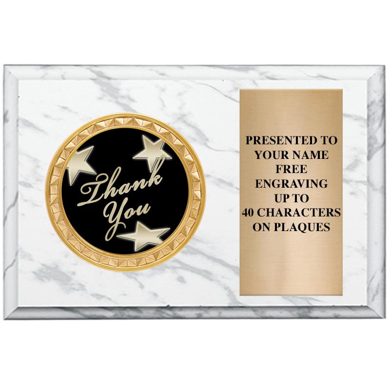 6" X 4" WHITE MBL INSERT PLQ