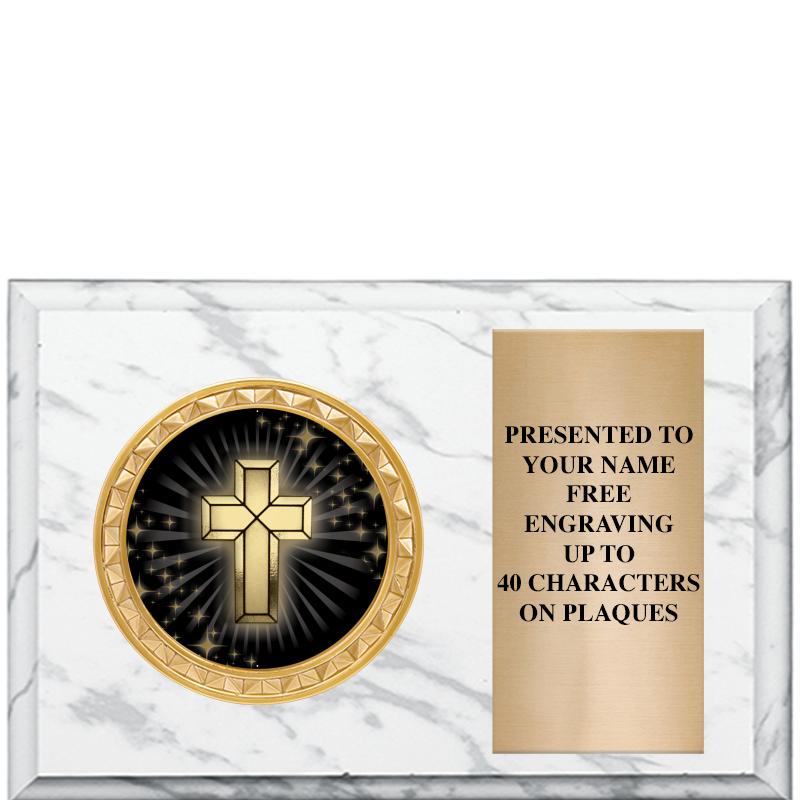 6" X 4" WHITE MBL INSERT PLQ