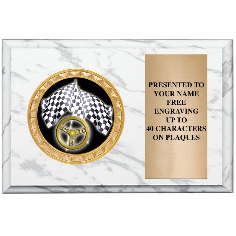 6" X 4" WHITE MBL INSERT PLQ