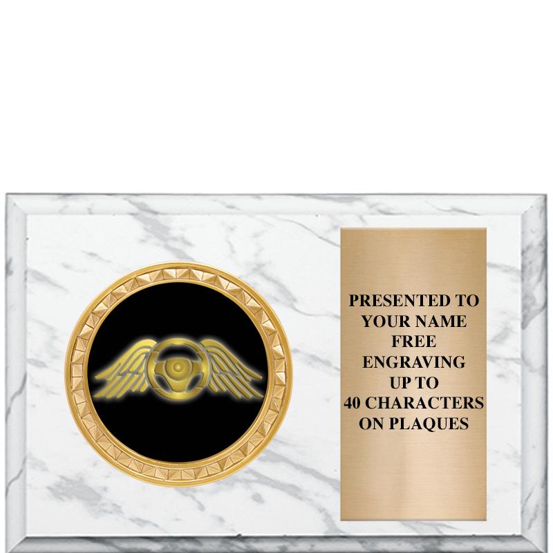 6" X 4" WHITE MBL INSERT PLQ