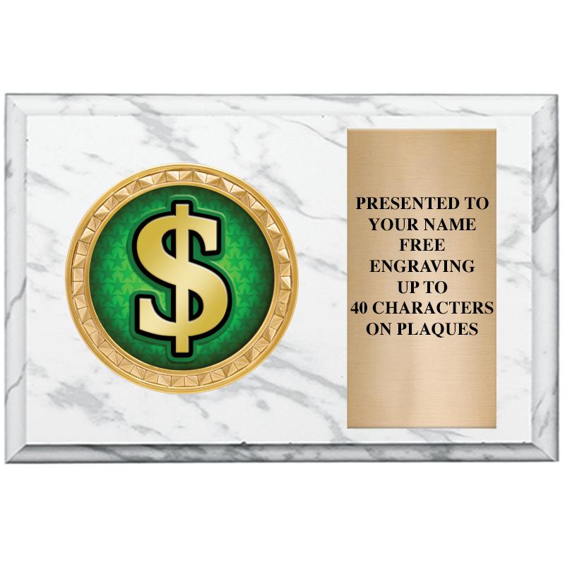 6" X 4" WHITE MBL INSERT PLQ