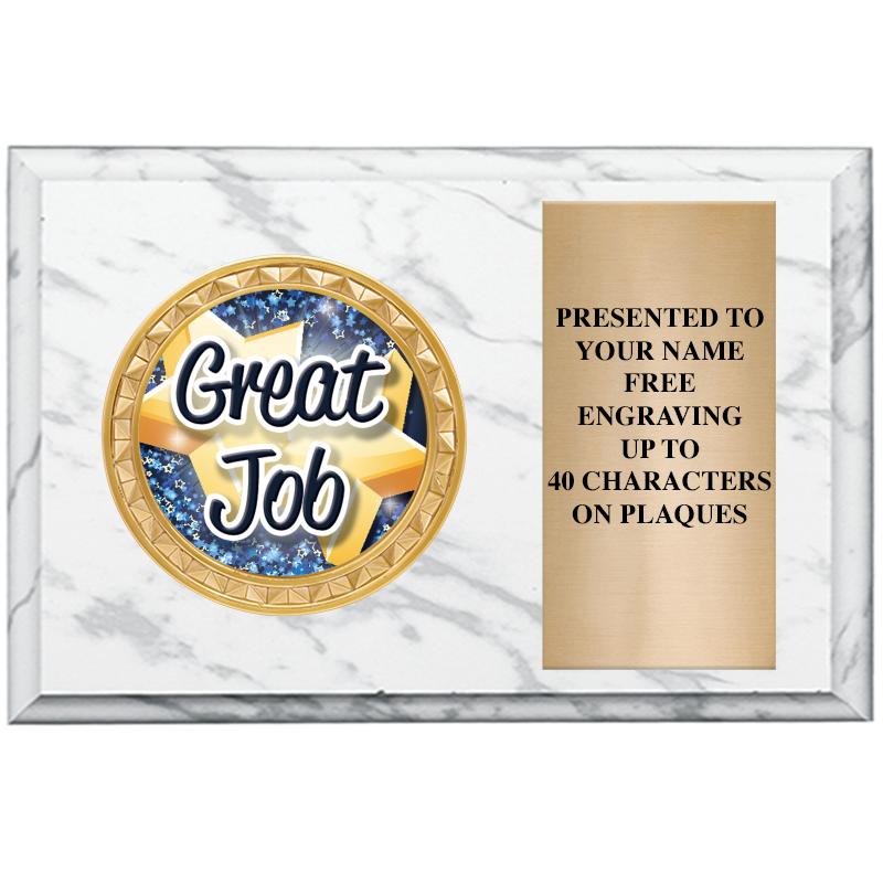 6" X 4" WHITE MBL INSERT PLQ