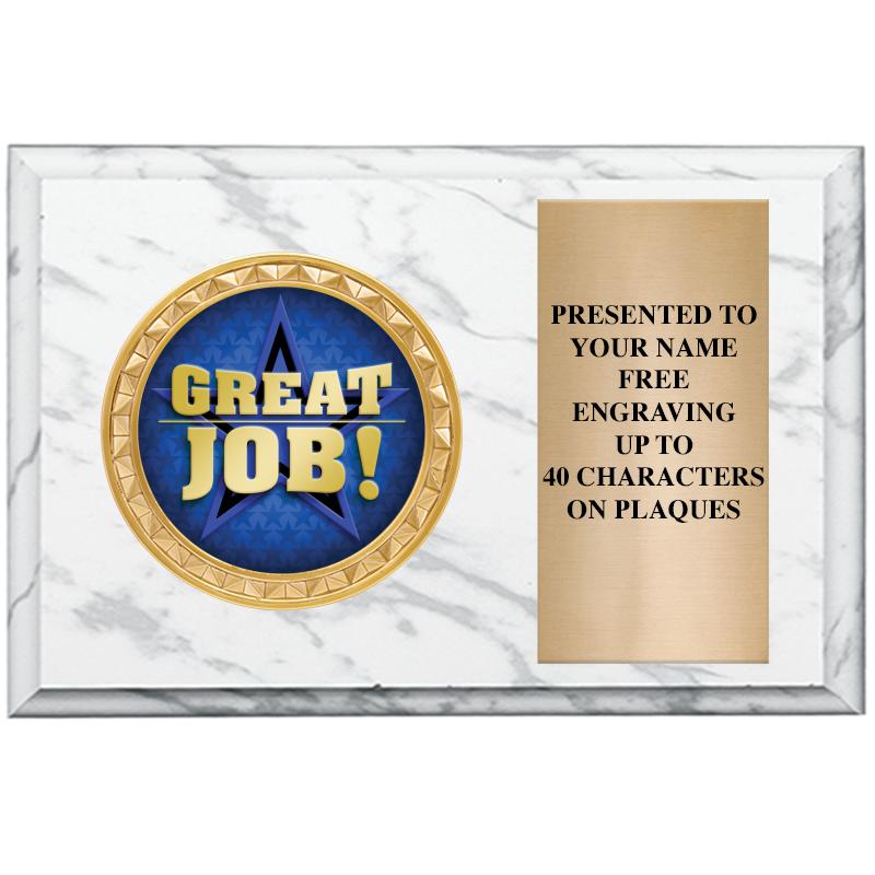 6" X 4" WHITE MBL INSERT PLQ