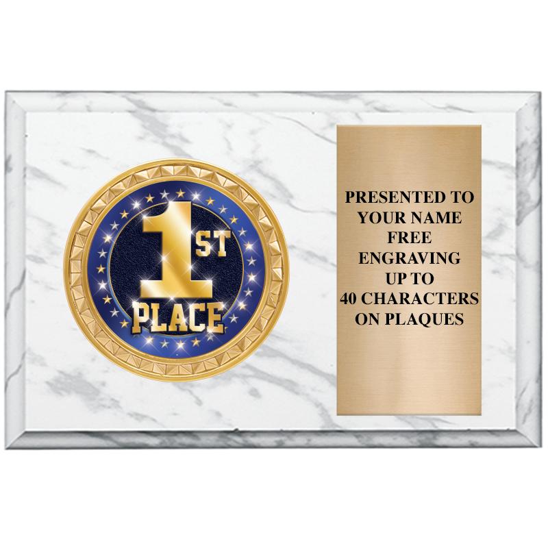 6" X 4" WHITE MBL INSERT PLQ