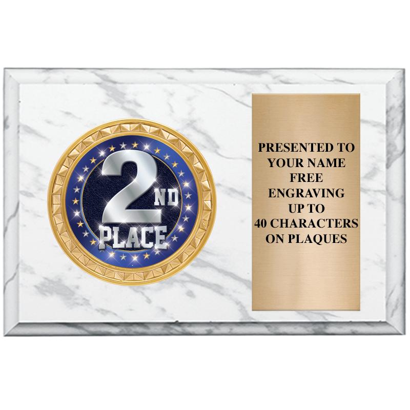 6" X 4" WHITE MBL INSERT PLQ