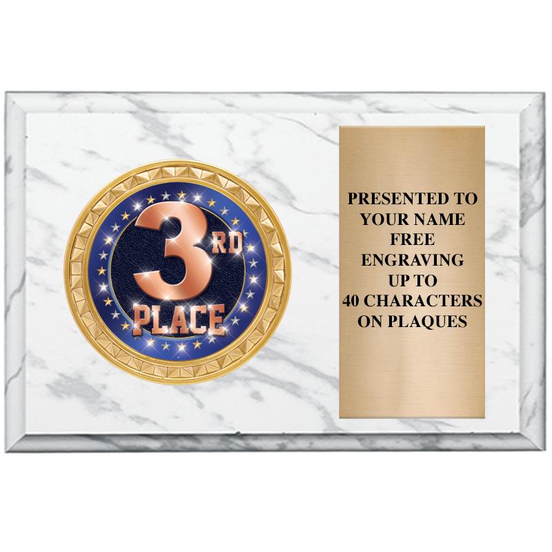 6" X 4" WHITE MBL INSERT PLQ