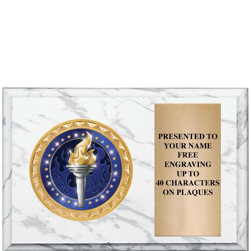 6" X 4" WHITE MBL INSERT PLQ