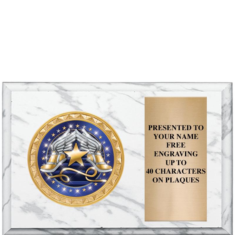 6" X 4" WHITE MBL INSERT PLQ