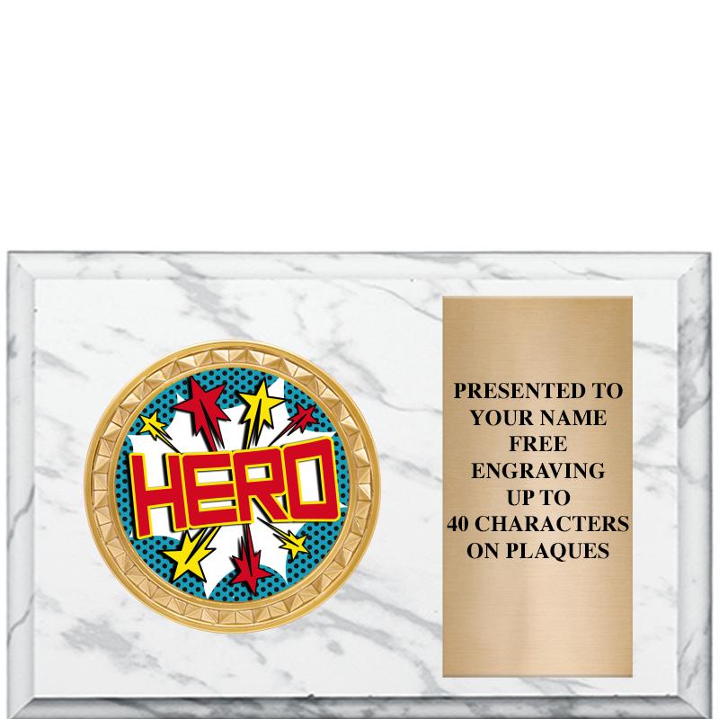 6" X 4" WHITE MBL INSERT PLQ