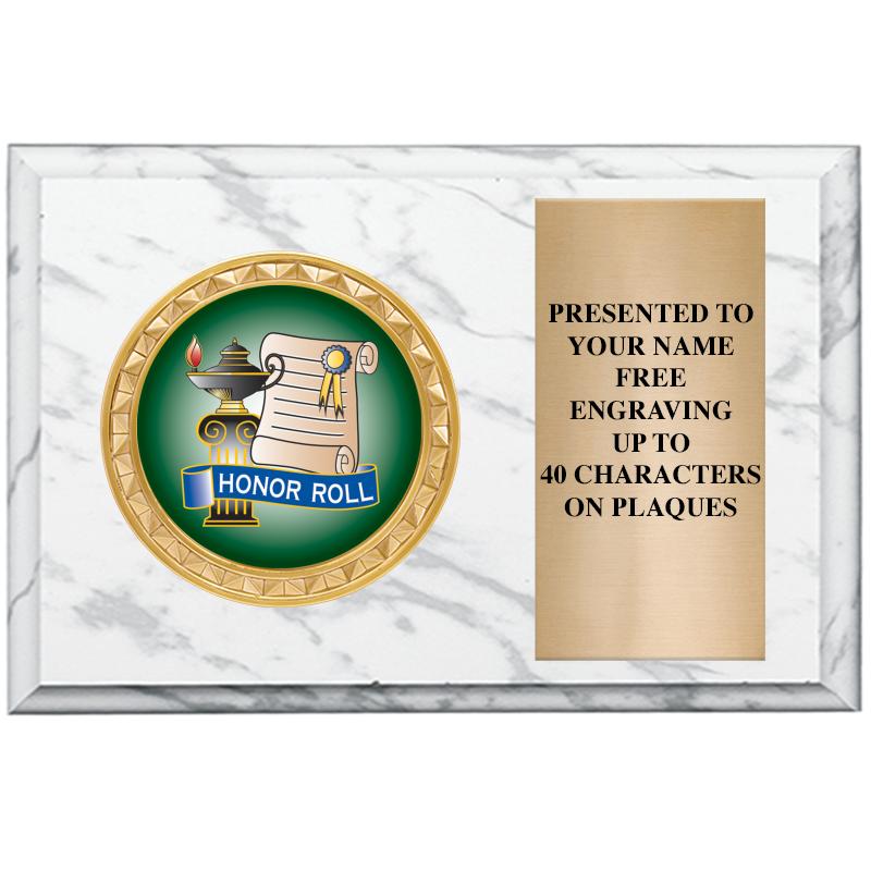 6" X 4" WHITE MBL INSERT PLQ