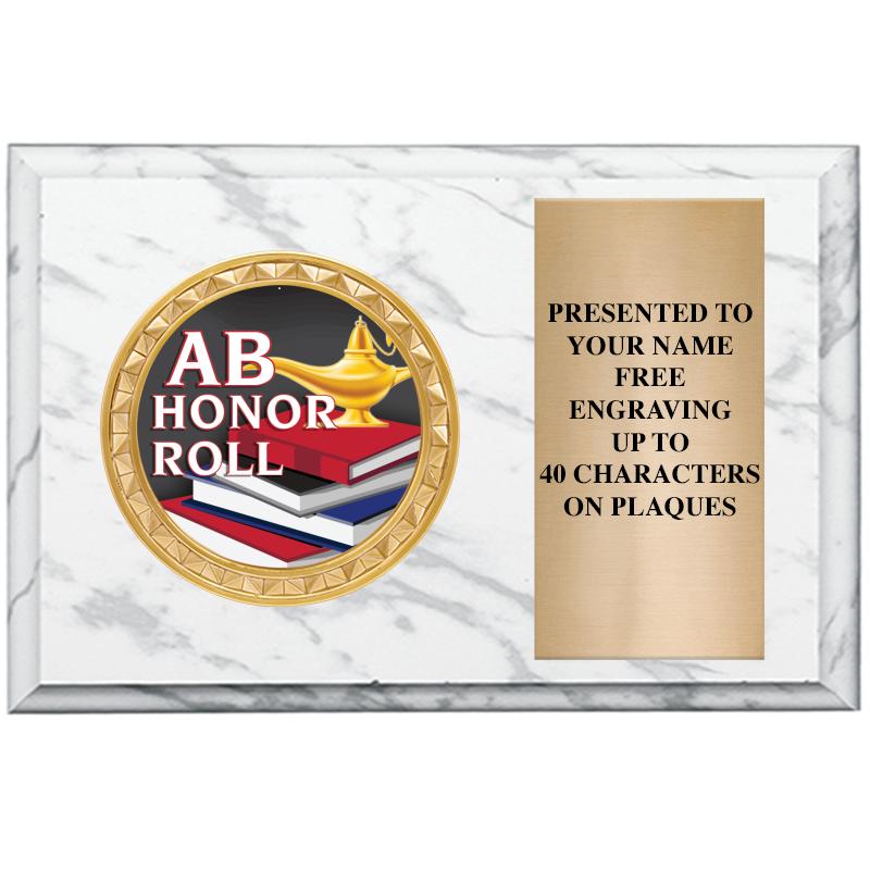 6" X 4" WHITE MBL INSERT PLQ