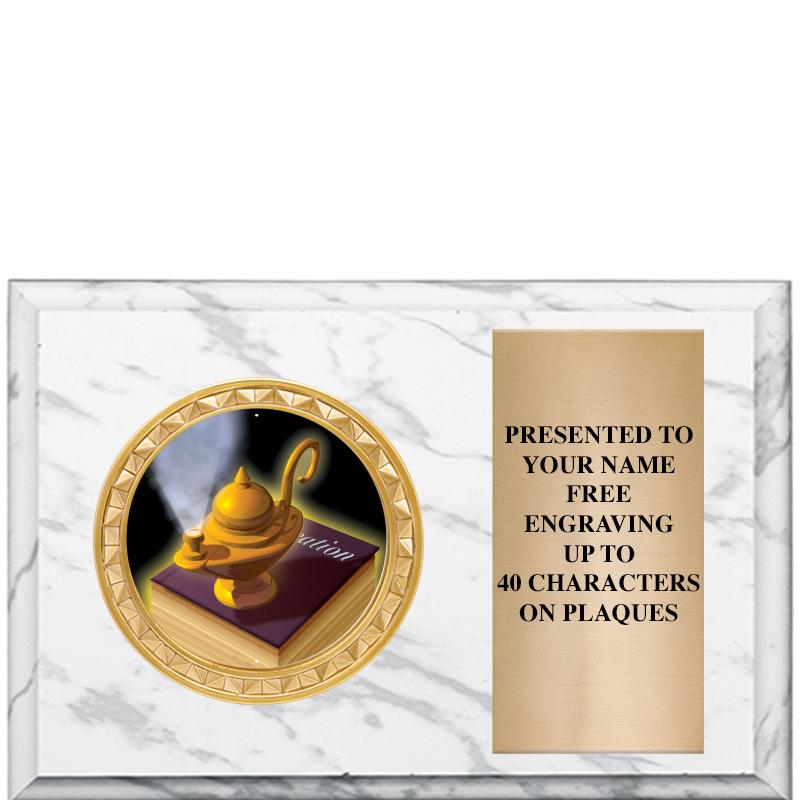 6" X 4" WHITE MBL INSERT PLQ