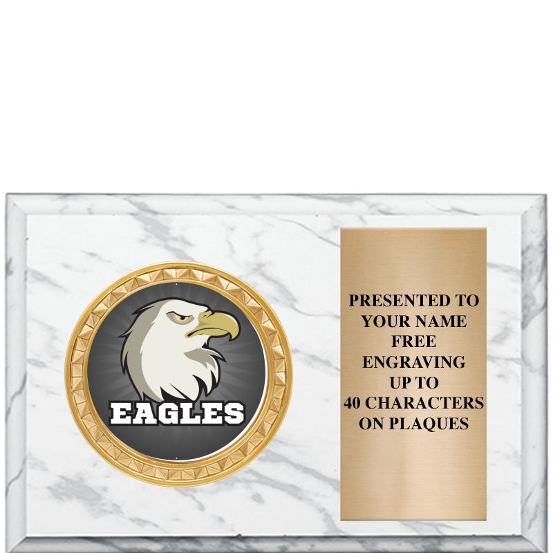 6" X 4" WHITE MBL INSERT PLQ