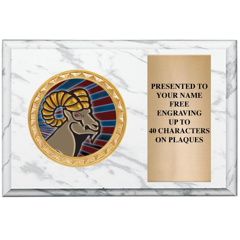 6" X 4" WHITE MBL INSERT PLQ