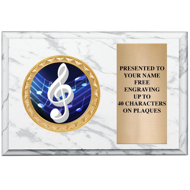 6" X 4" WHITE MBL INSERT PLQ