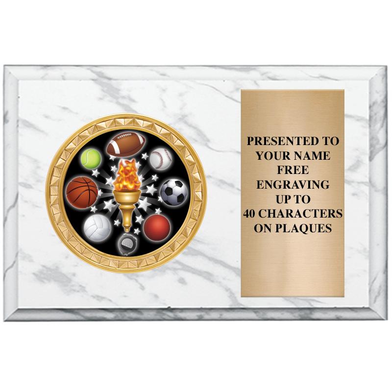 6" X 4" WHITE MBL INSERT PLQ