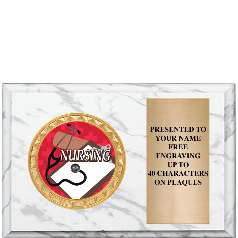 6" X 4" WHITE MBL INSERT PLQ