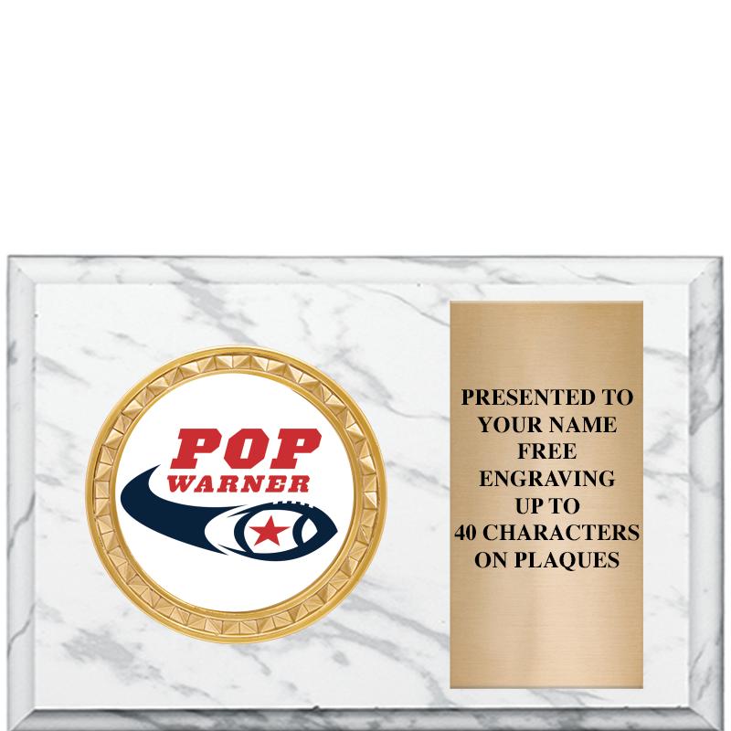 6" X 4" WHITE MBL INSERT PLQ