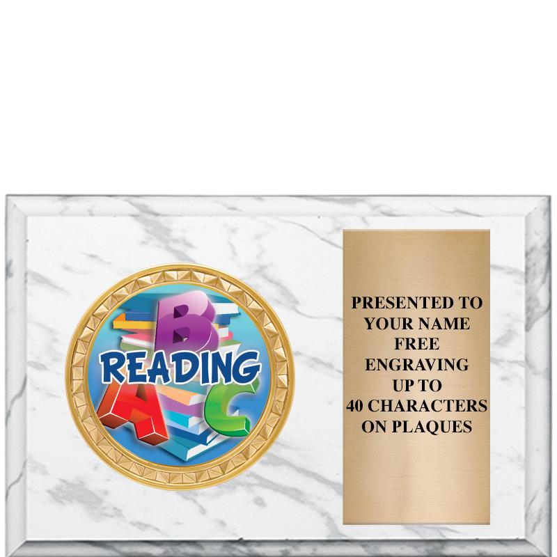 6" X 4" WHITE MBL INSERT PLQ