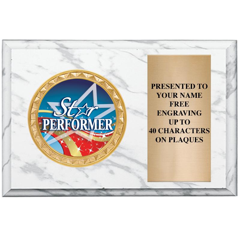 6" X 4" WHITE MBL INSERT PLQ