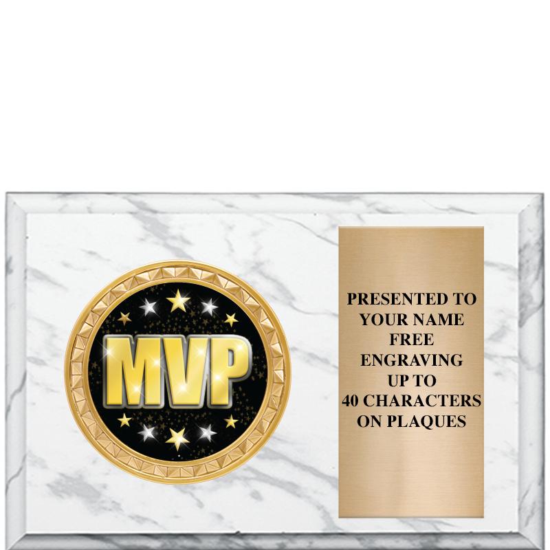 6" X 4" WHITE MBL INSERT PLQ