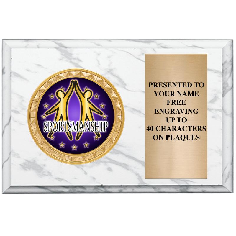 6" X 4" WHITE MBL INSERT PLQ