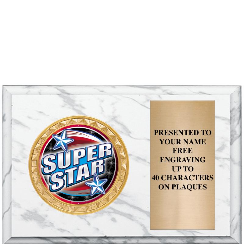 6" X 4" WHITE MBL INSERT PLQ